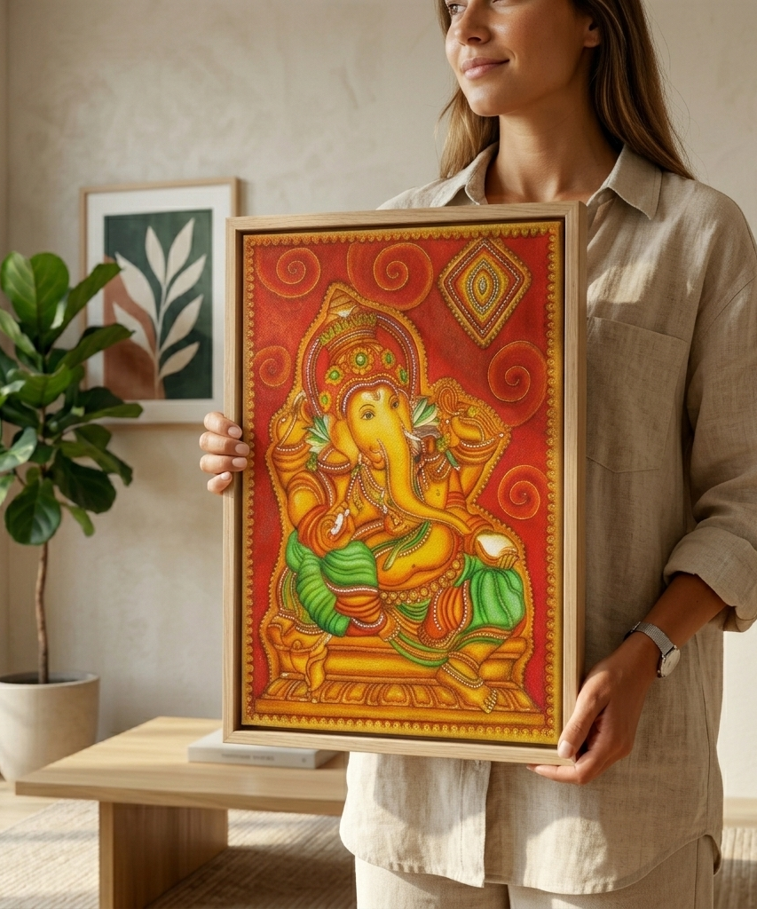 Premium Lord Ganesha Canvas Drawing Wall Art | Gallory Hive