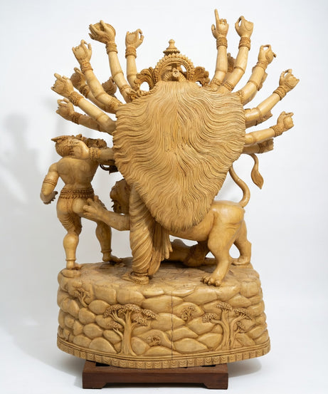 Handcrafted Goddess Durga Wooden Sculpture | Gallory Hive