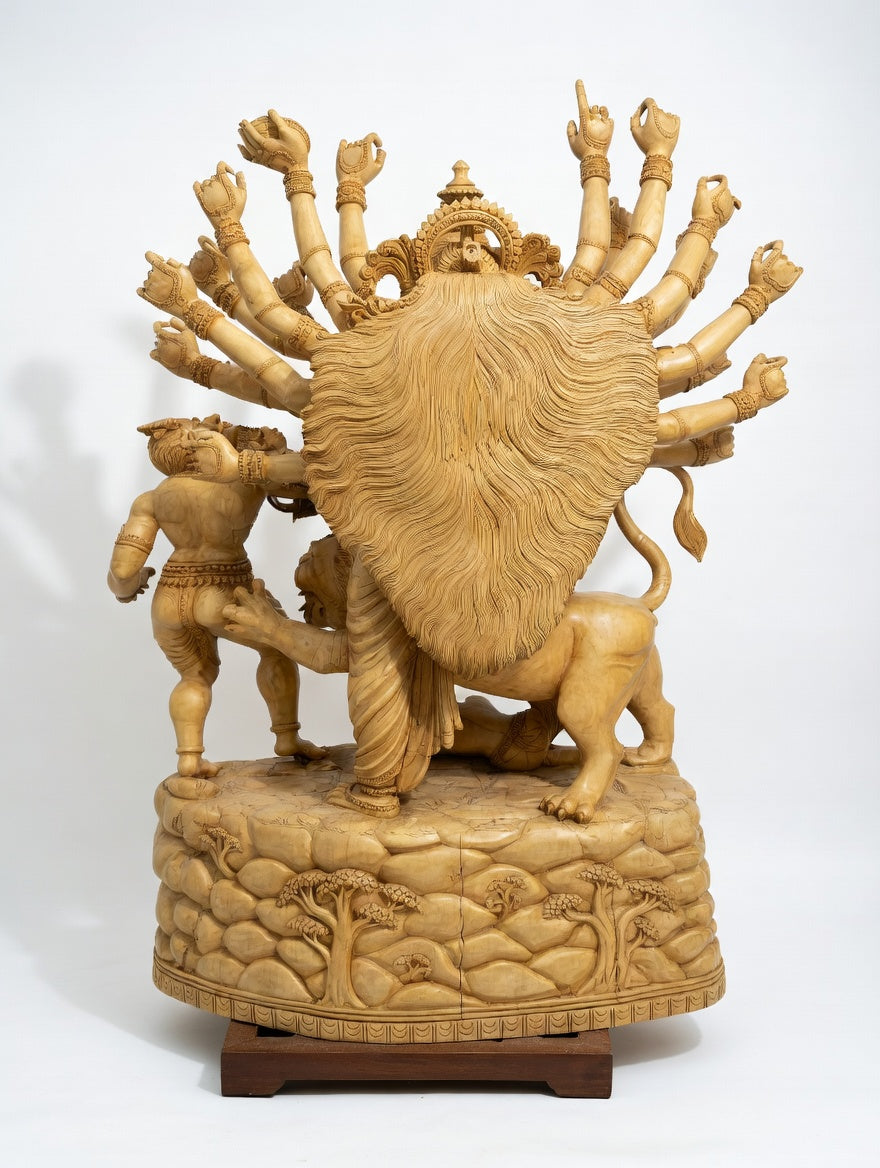 Handcrafted Goddess Durga Wooden Sculpture | Gallory Hive