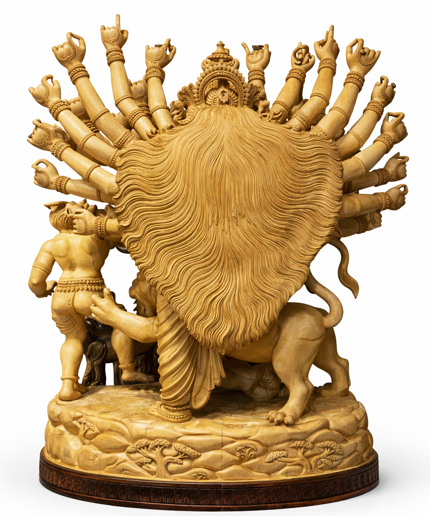 Handcrafted Goddess Durga Wooden Sculpture | Gallory Hive