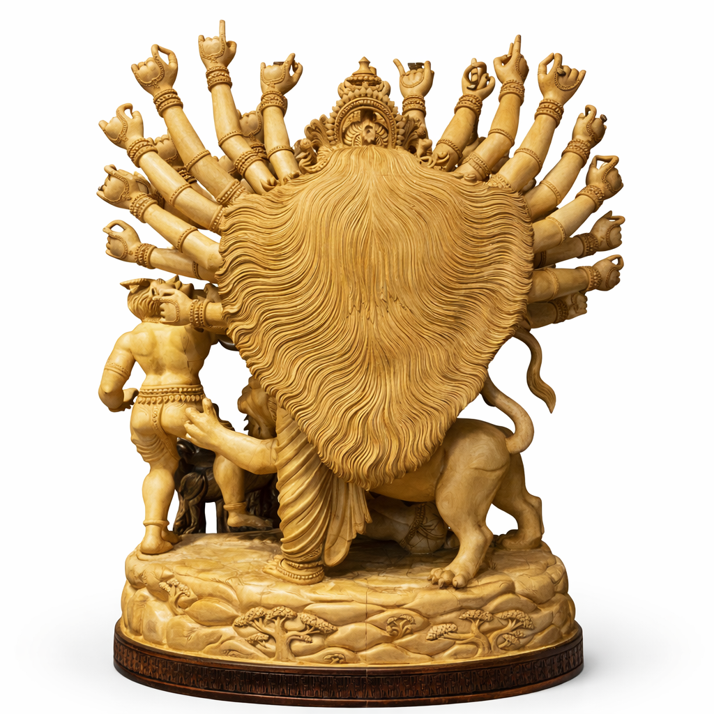 Handcrafted Goddess Durga Wooden Sculpture | Gallory Hive