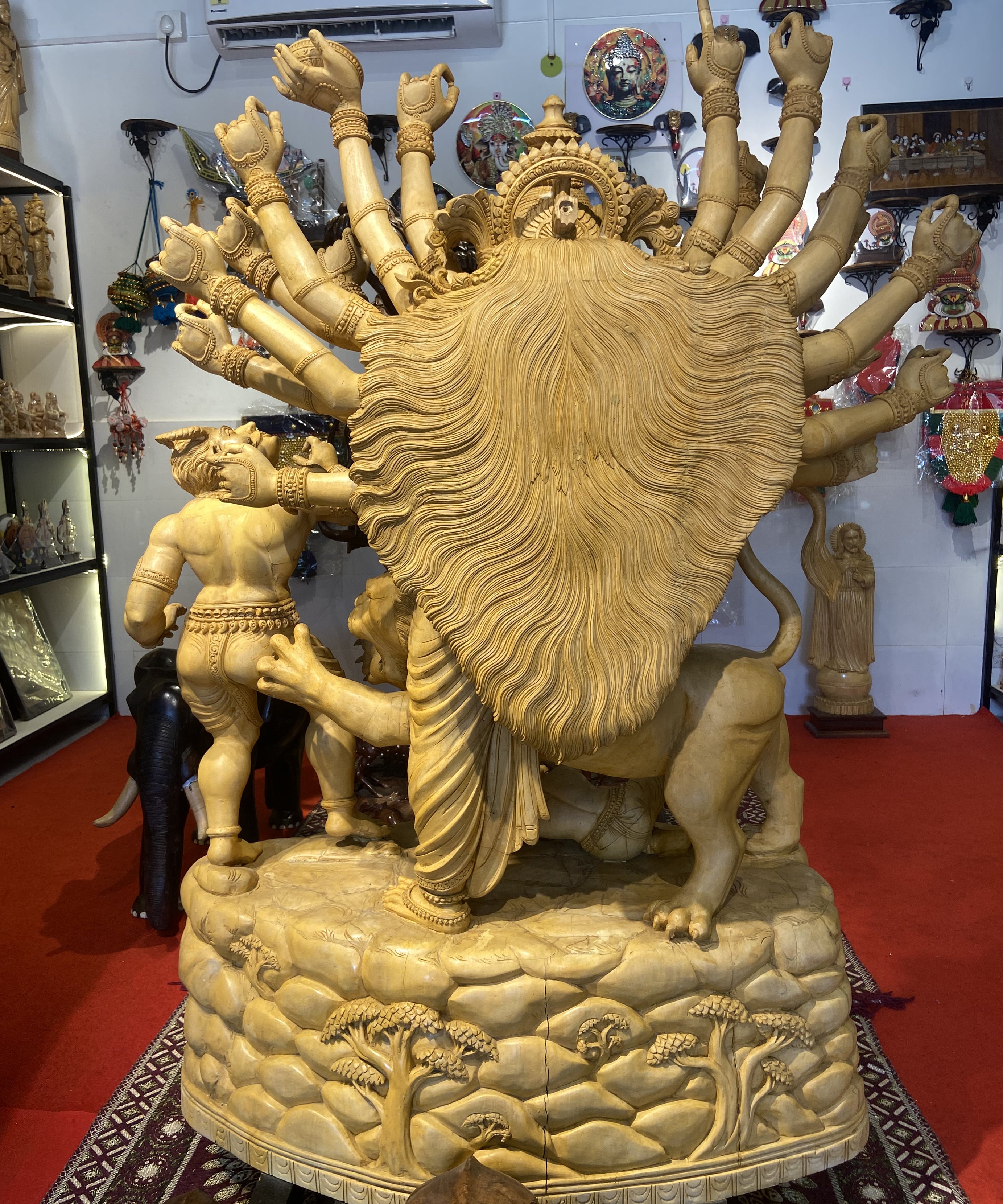 Handcrafted Goddess Durga Wooden Sculpture | Gallory Hive