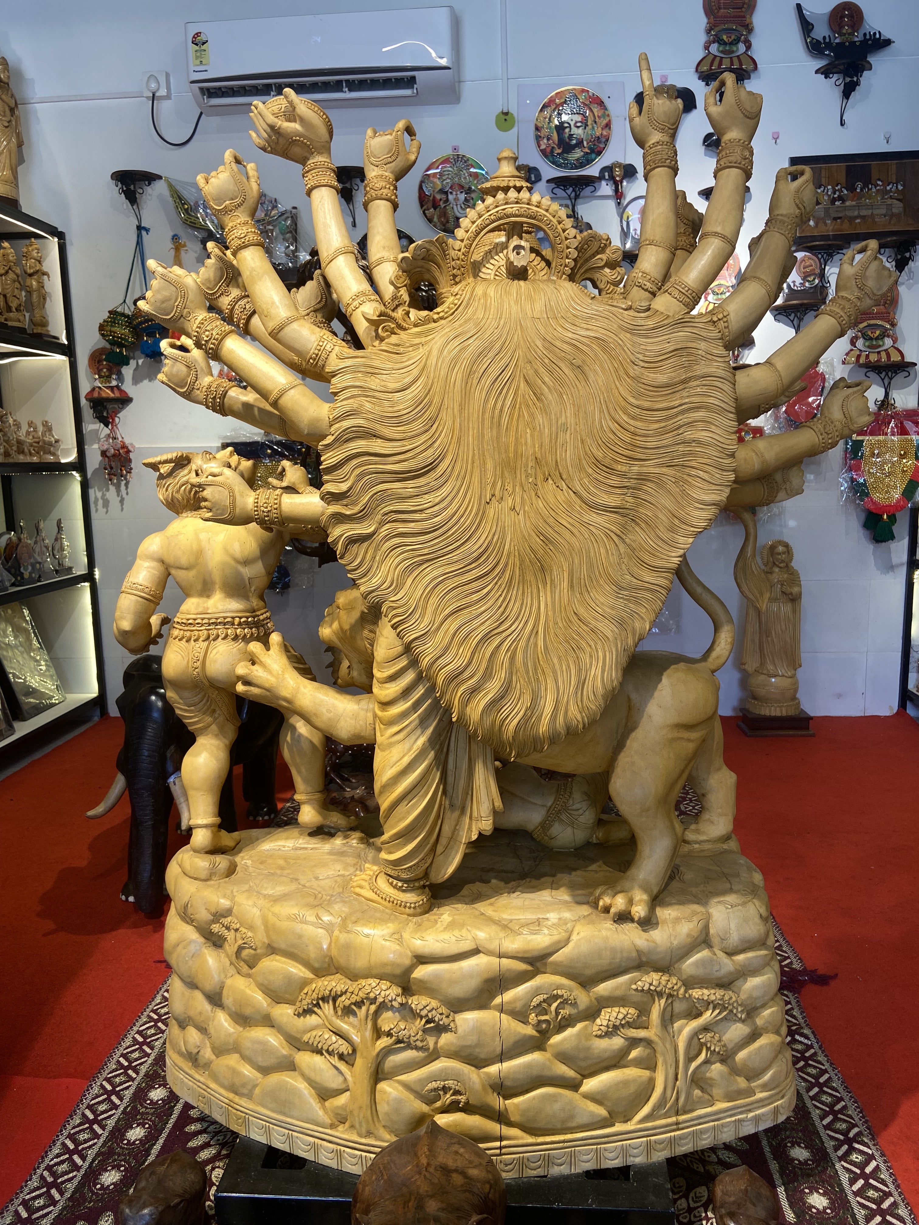 Handcrafted Goddess Durga Wooden Sculpture | Gallory Hive