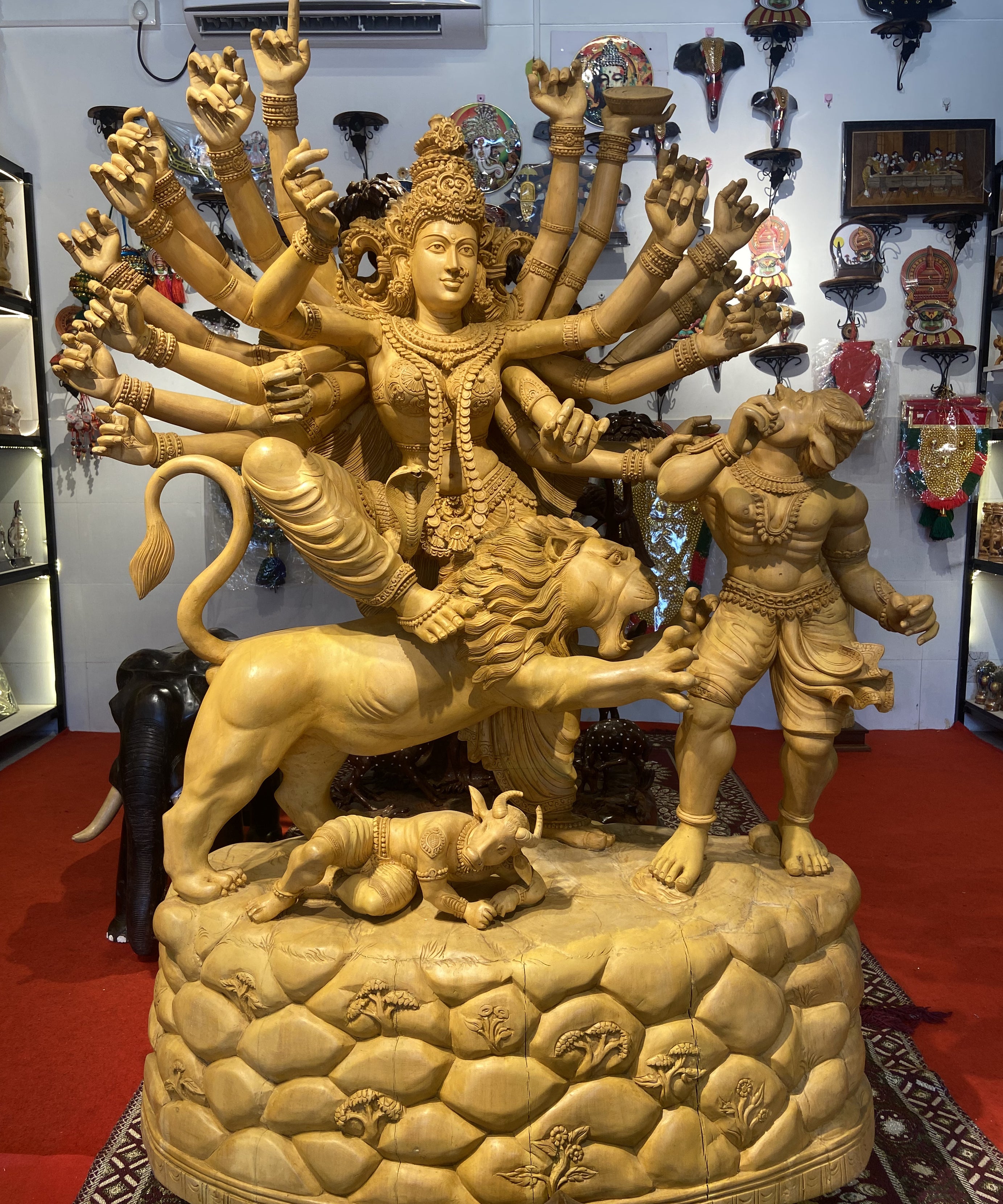 Handcrafted Goddess Durga Wooden Sculpture | Gallory Hive
