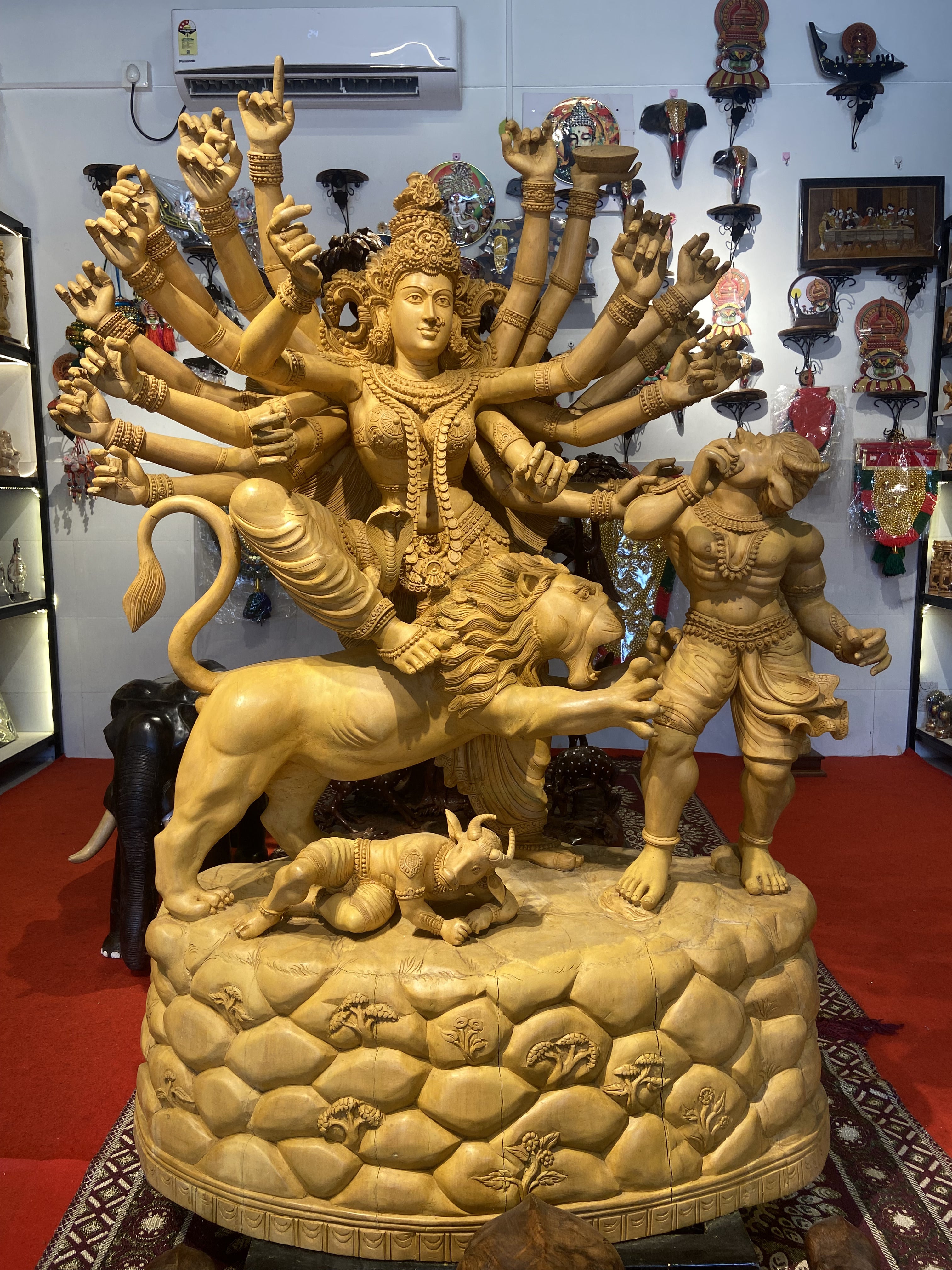 Handcrafted Goddess Durga Wooden Sculpture | Gallory Hive