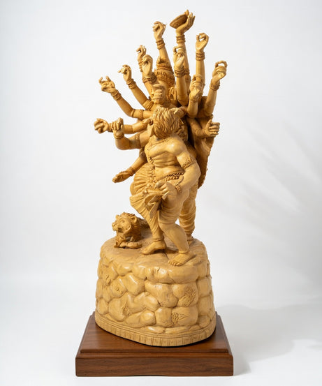 Handcrafted Goddess Durga Wooden Sculpture | Gallory Hive