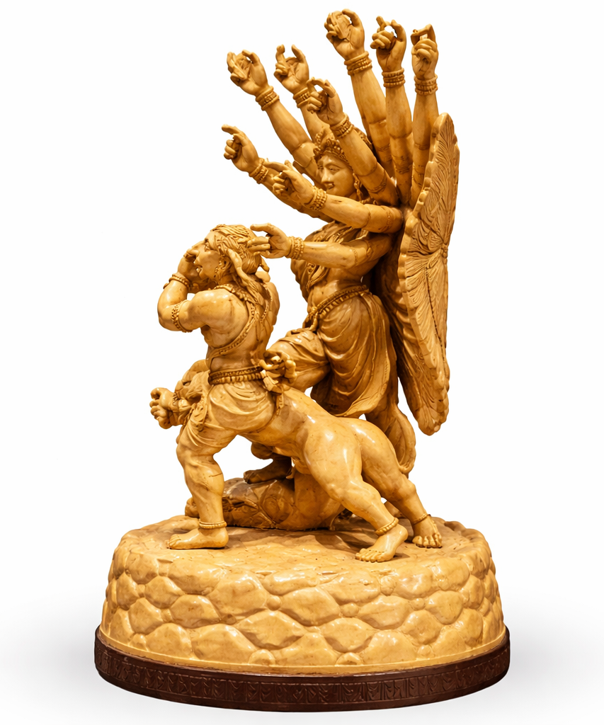 Handcrafted Goddess Durga Wooden Sculpture | Gallory Hive