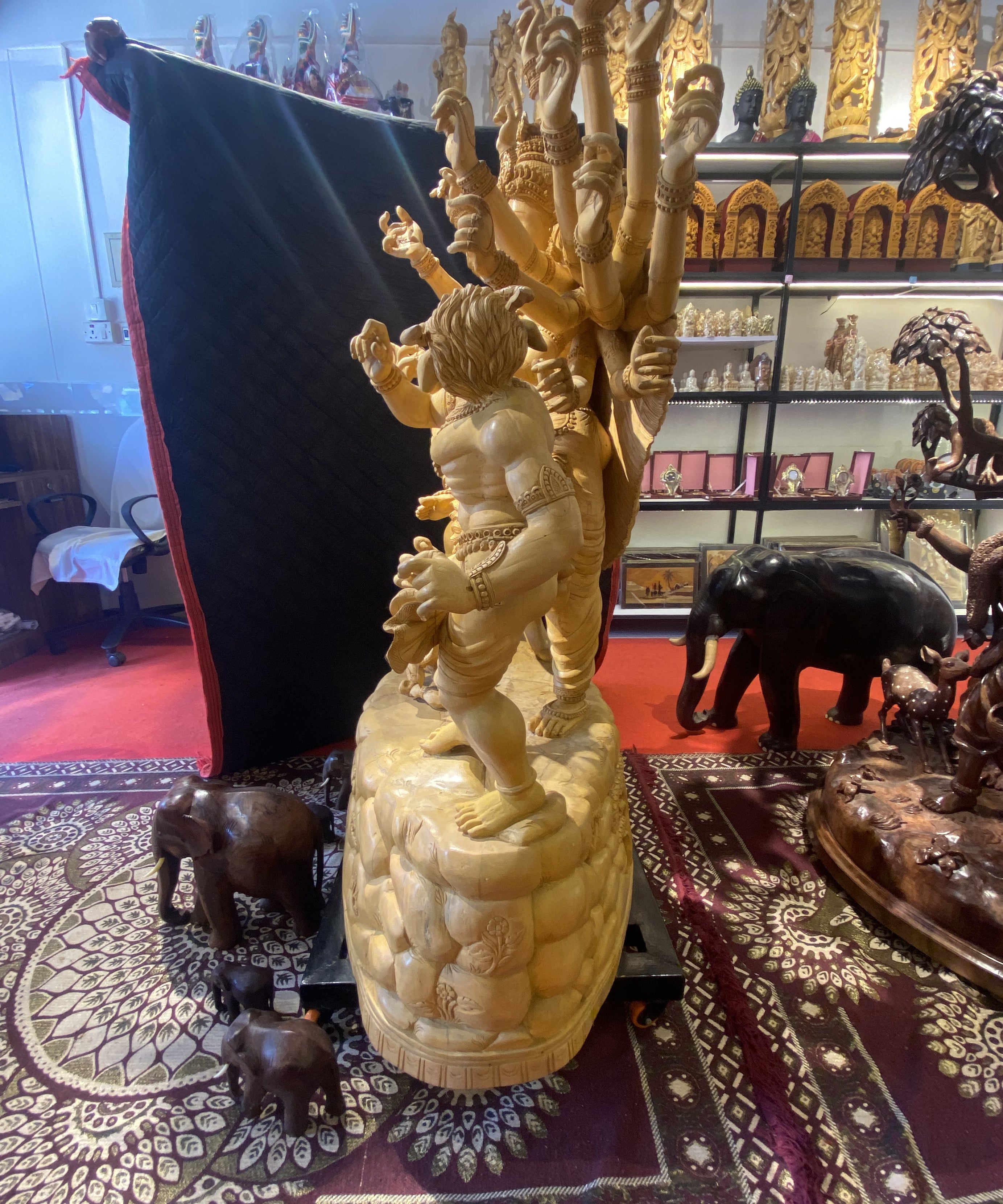 Handcrafted Goddess Durga Wooden Sculpture | Gallory Hive