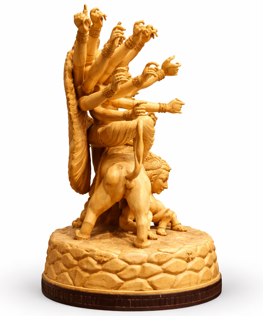 Handcrafted Goddess Durga Wooden Sculpture | Gallory Hive