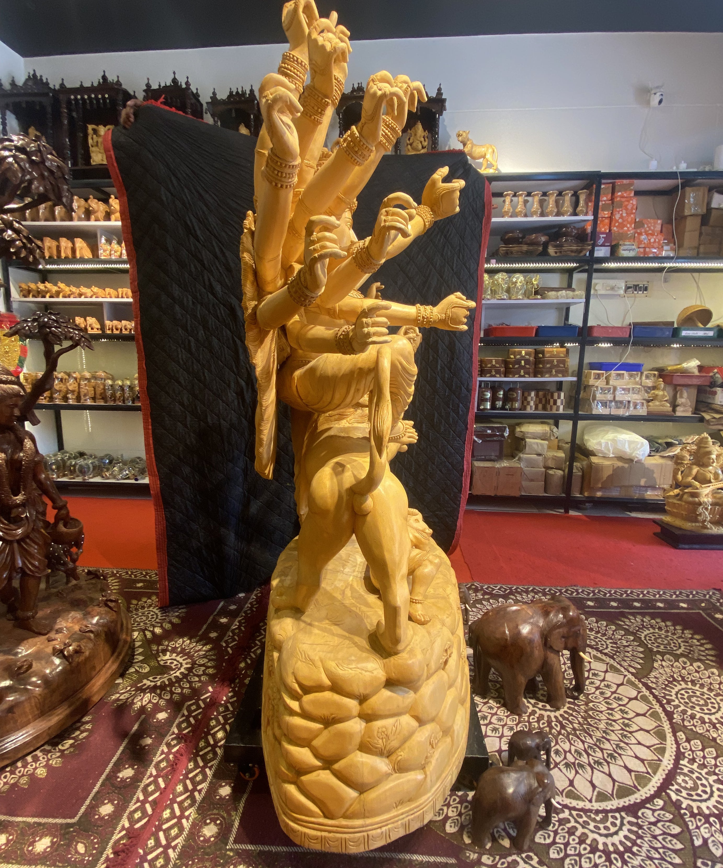 Handcrafted Goddess Durga Wooden Sculpture | Gallory Hive