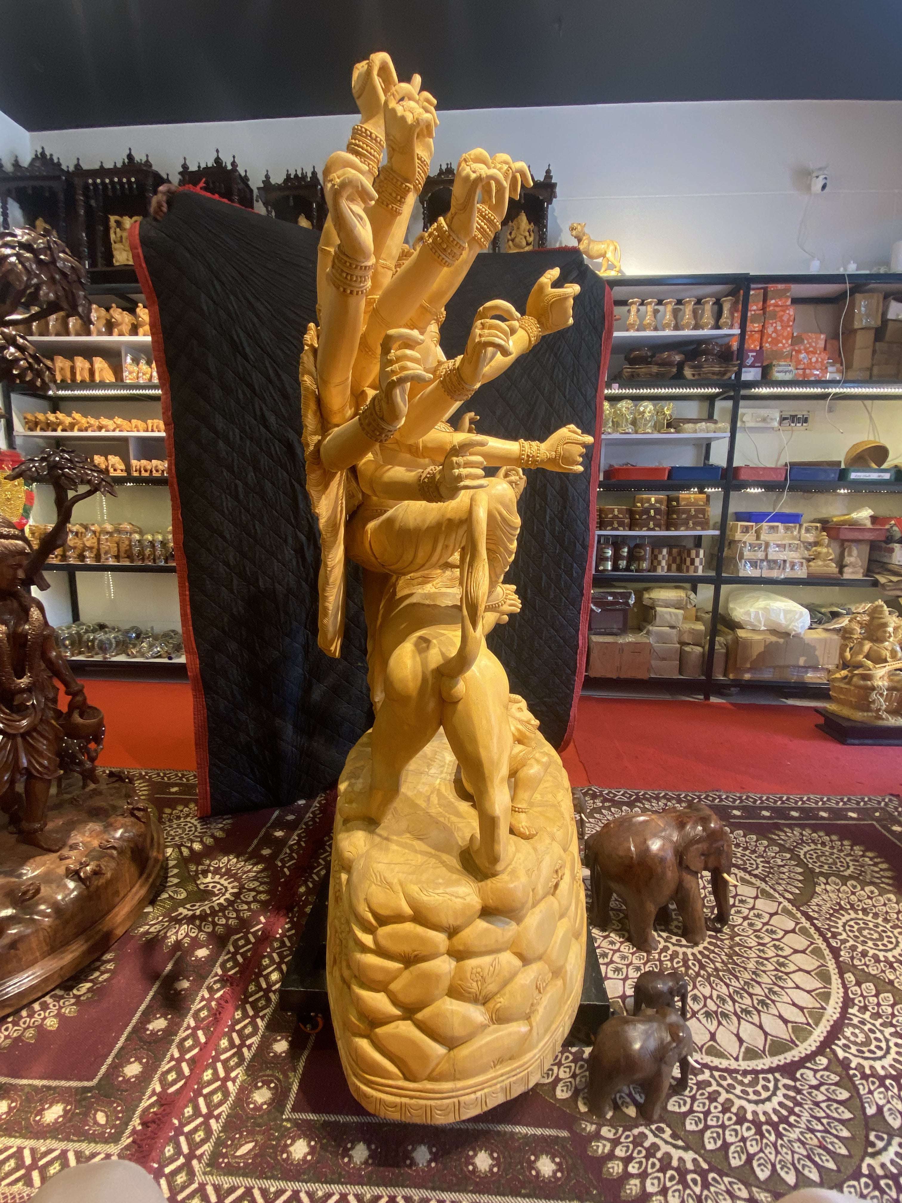 Handcrafted Goddess Durga Wooden Sculpture | Gallory Hive