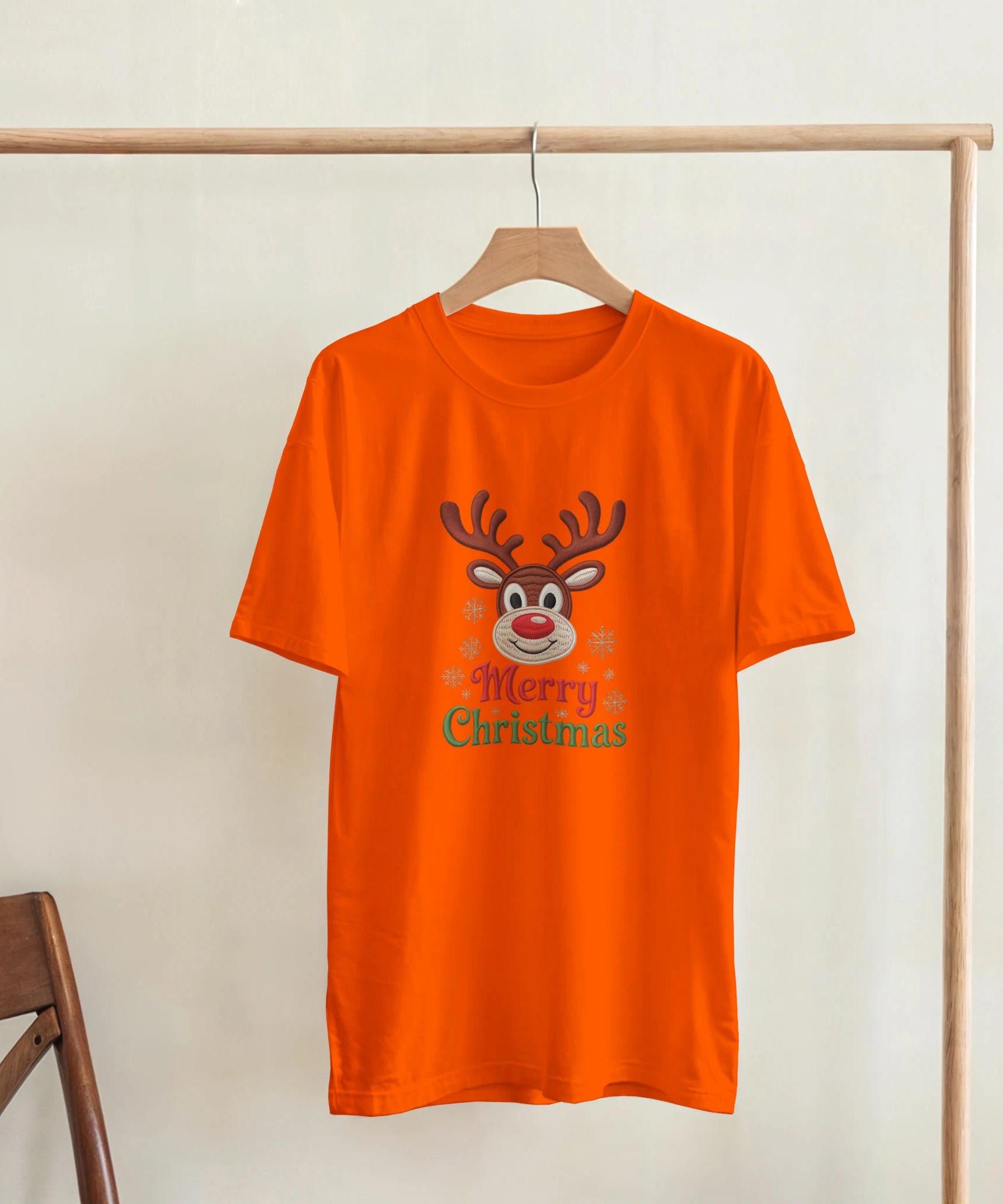 Festive Reindeer Merry Christmas Crewneck T-Shirt | Gallory Hive