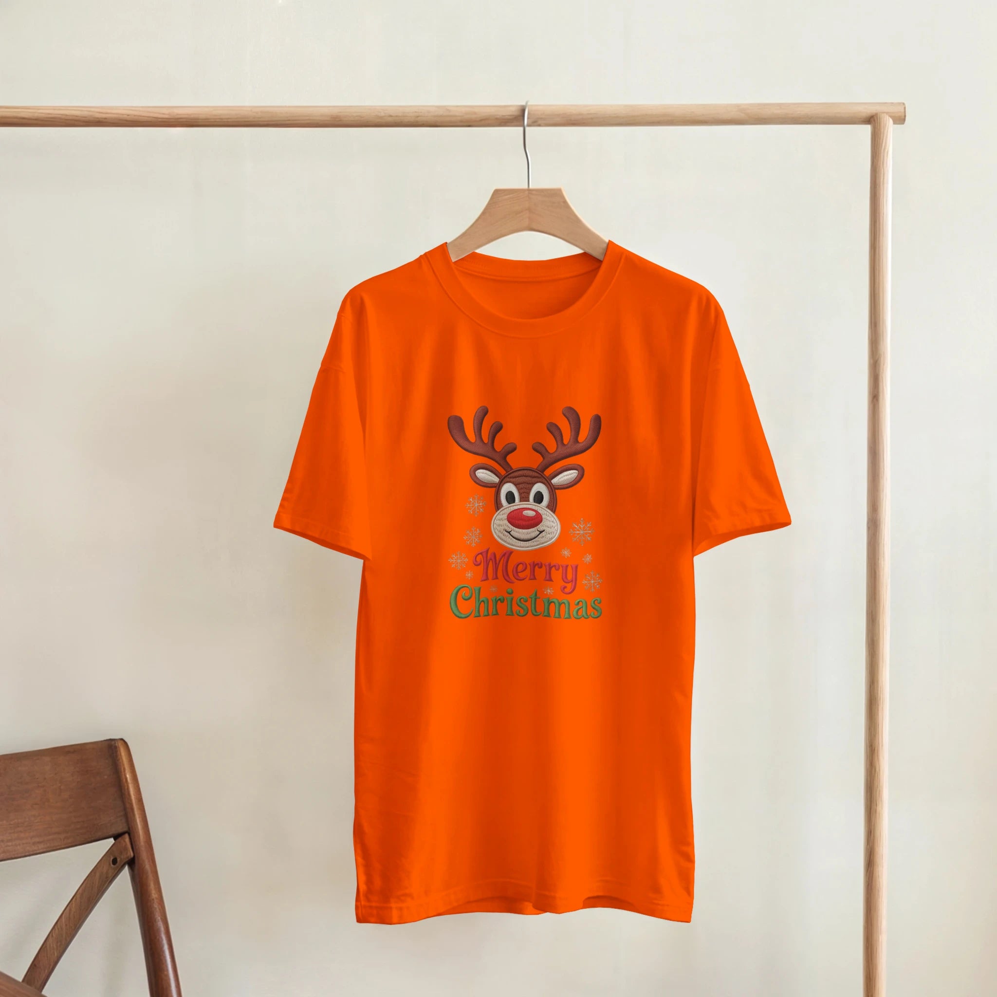 Festive Reindeer Merry Christmas Crewneck T-Shirt | Gallory Hive