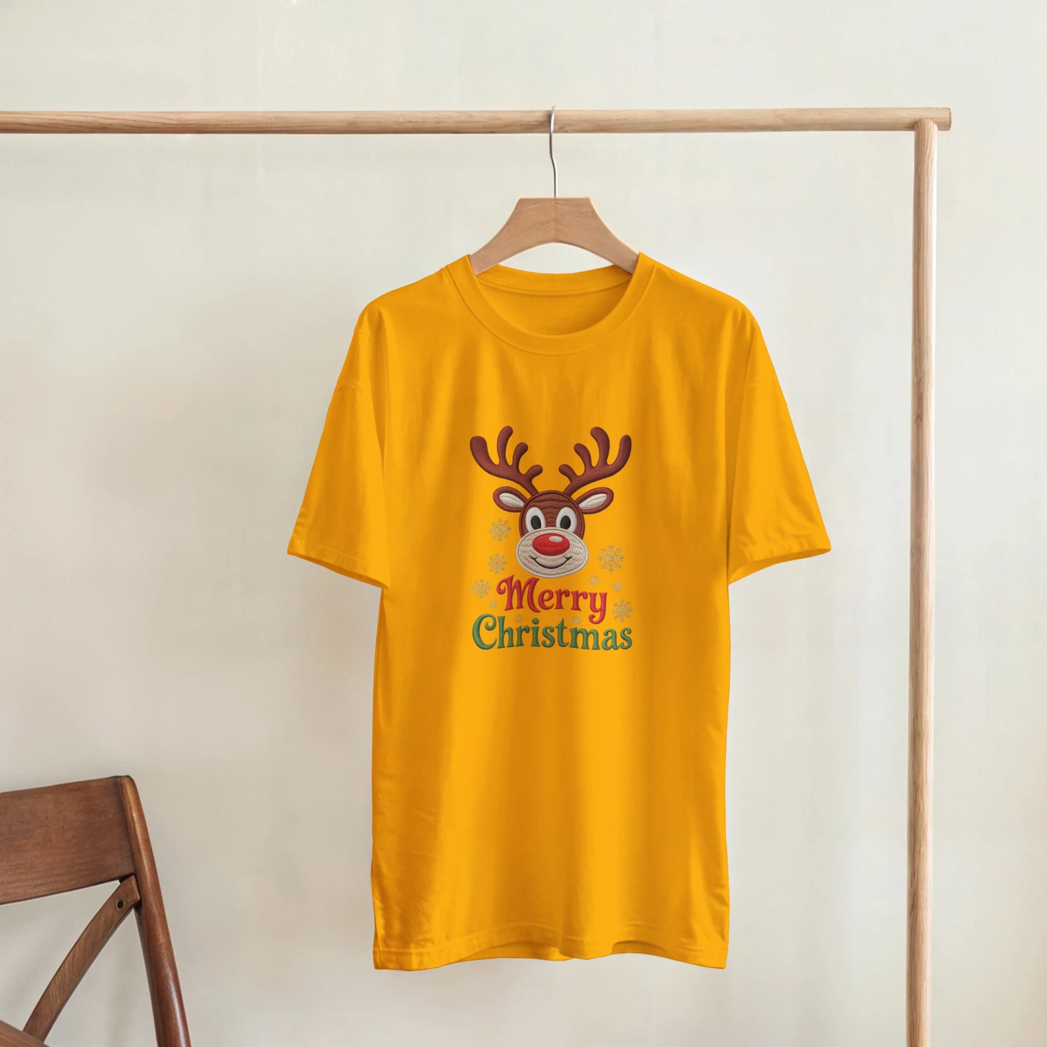 Festive Reindeer Merry Christmas Crewneck T-Shirt | Gallory Hive