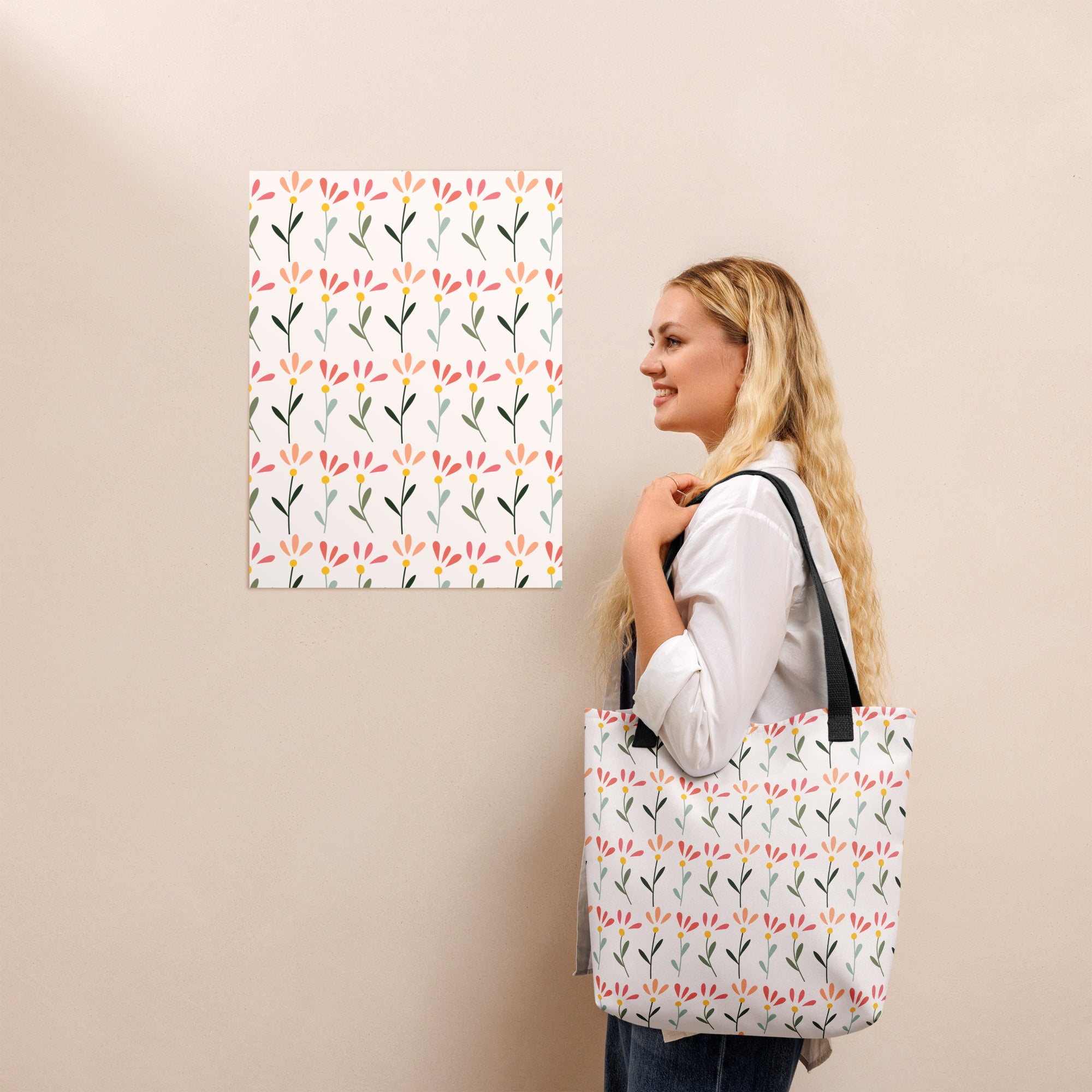 Botanical Flower Tote Bag – Durable All-Over Print | Gallory Hive