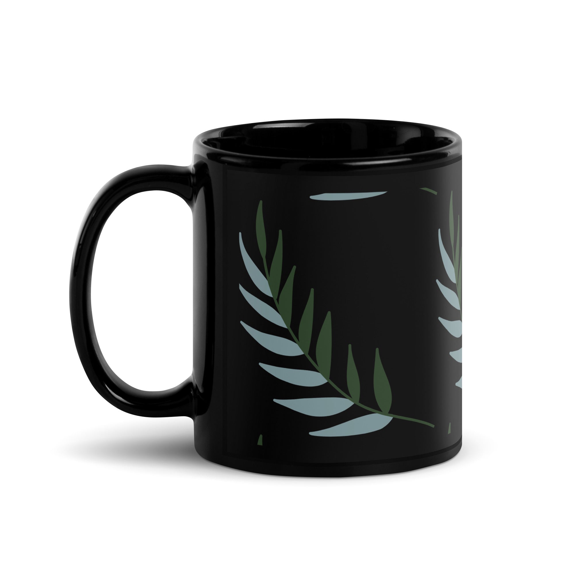 Black Glossy Leaf Mug – Perfect Gift & Daily Use | Gallory Hive