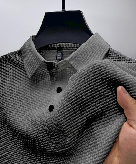 Men’s Textured Grey Polo Shirt – Modern Fit