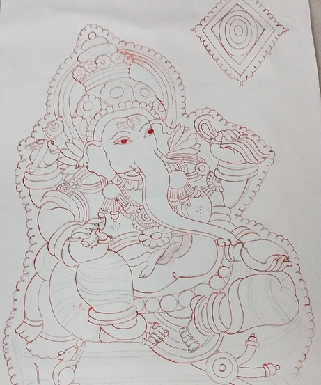 Premium Lord Ganesha Canvas Drawing Wall Art | Gallory Hive