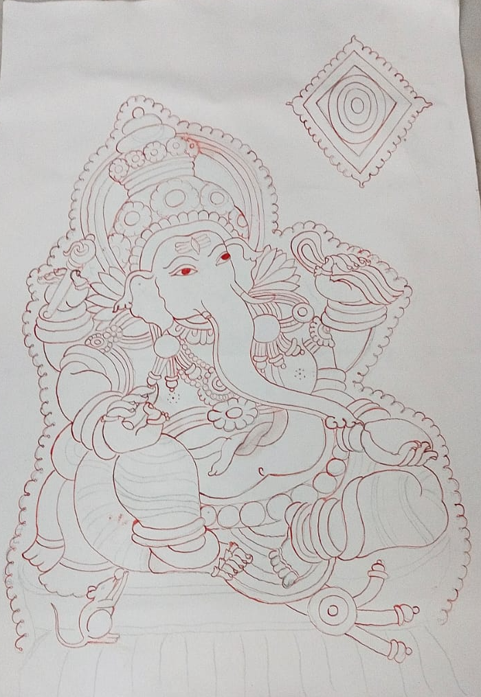 Premium Lord Ganesha Canvas Drawing Wall Art | Gallory Hive