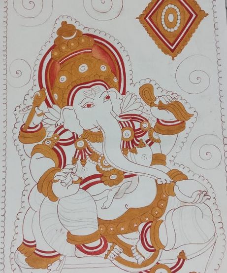 Premium Lord Ganesha Canvas Drawing Wall Art | Gallory Hive