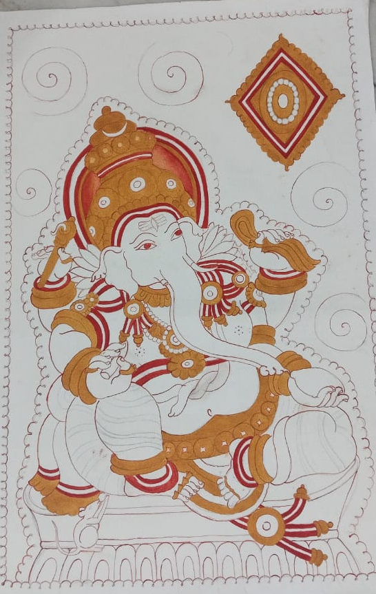 Premium Lord Ganesha Canvas Drawing Wall Art | Gallory Hive