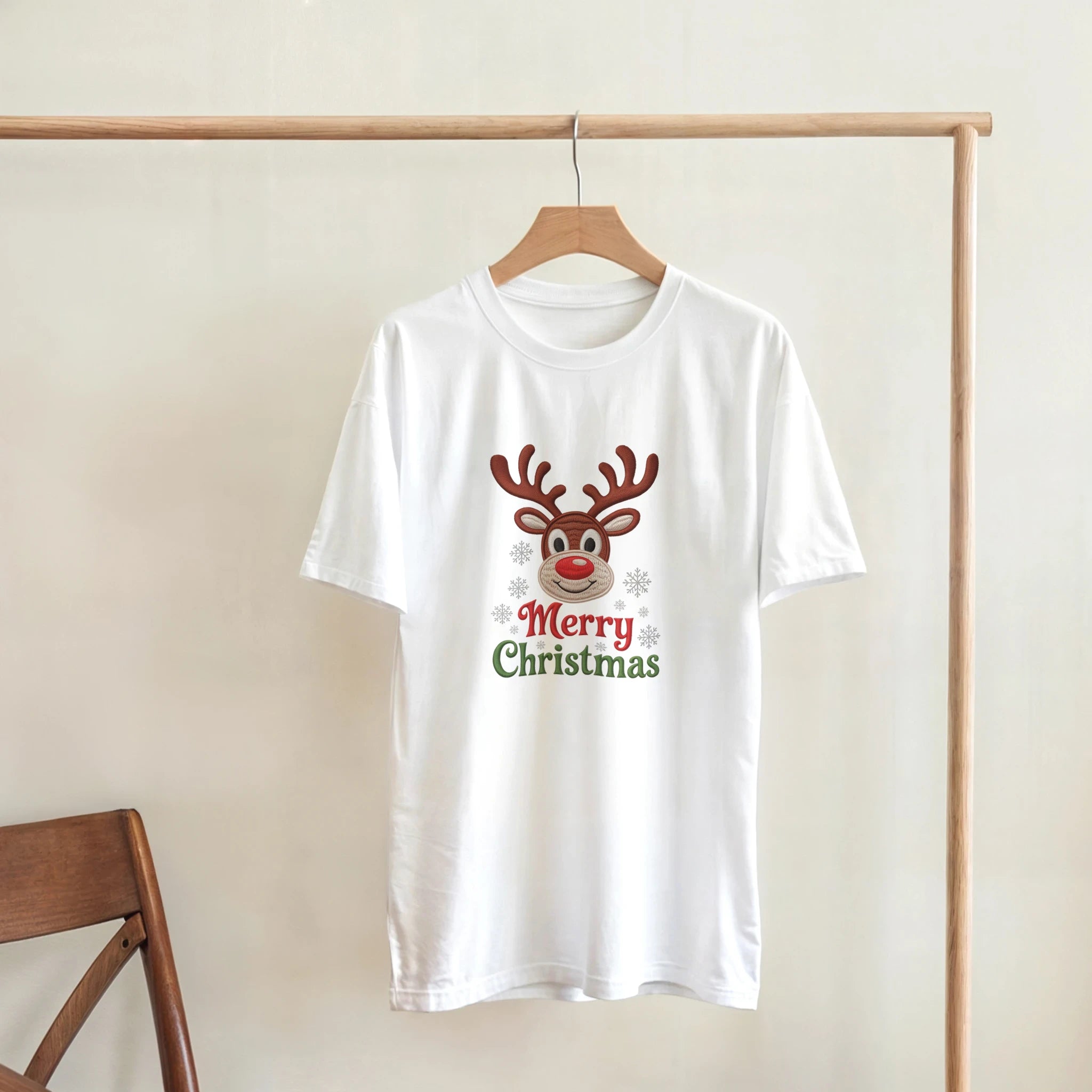 Festive Reindeer Merry Christmas Crewneck T-Shirt | Gallory Hive