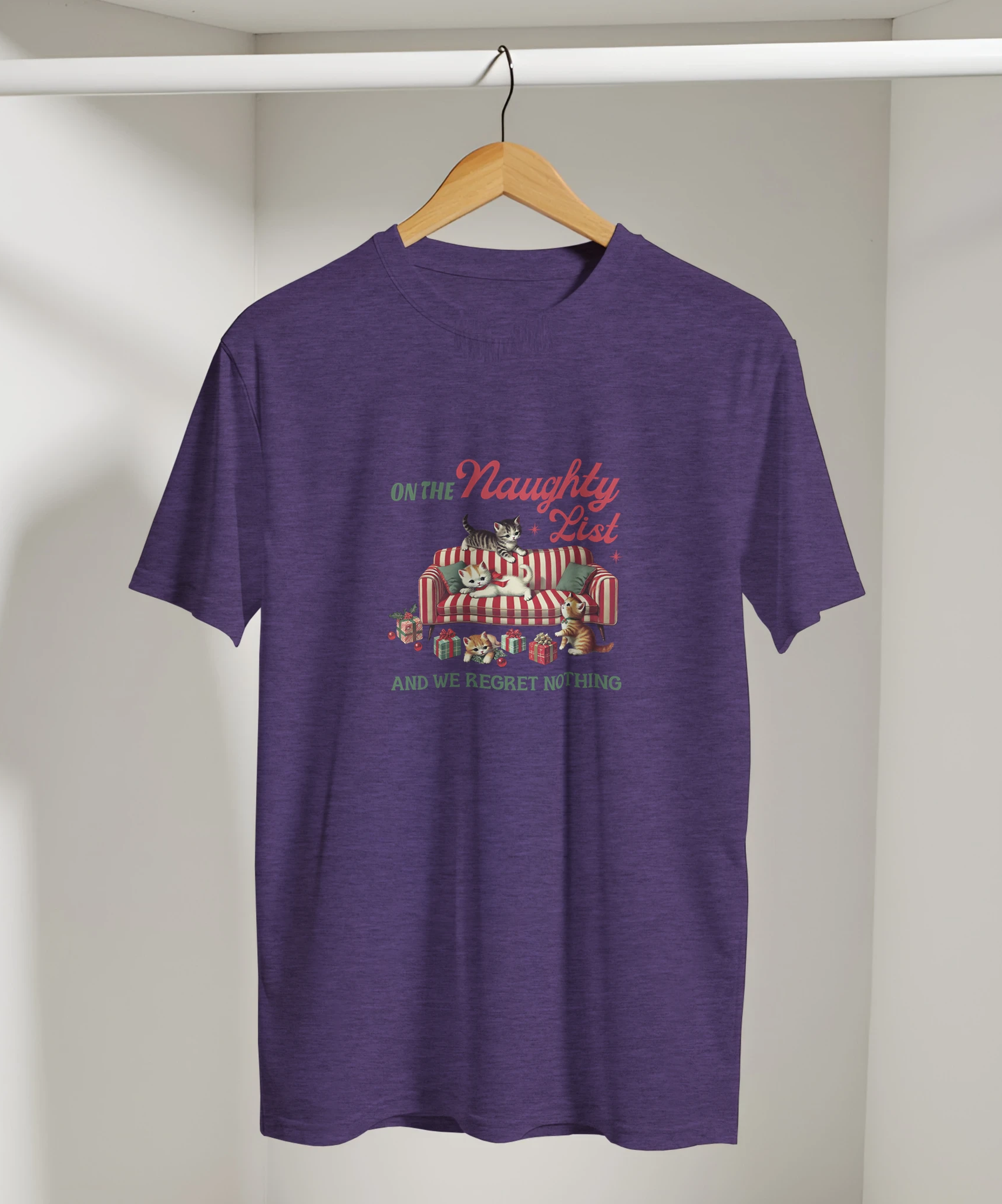 Retro Naughty Kittens Christmas Tee | Gallory Hive