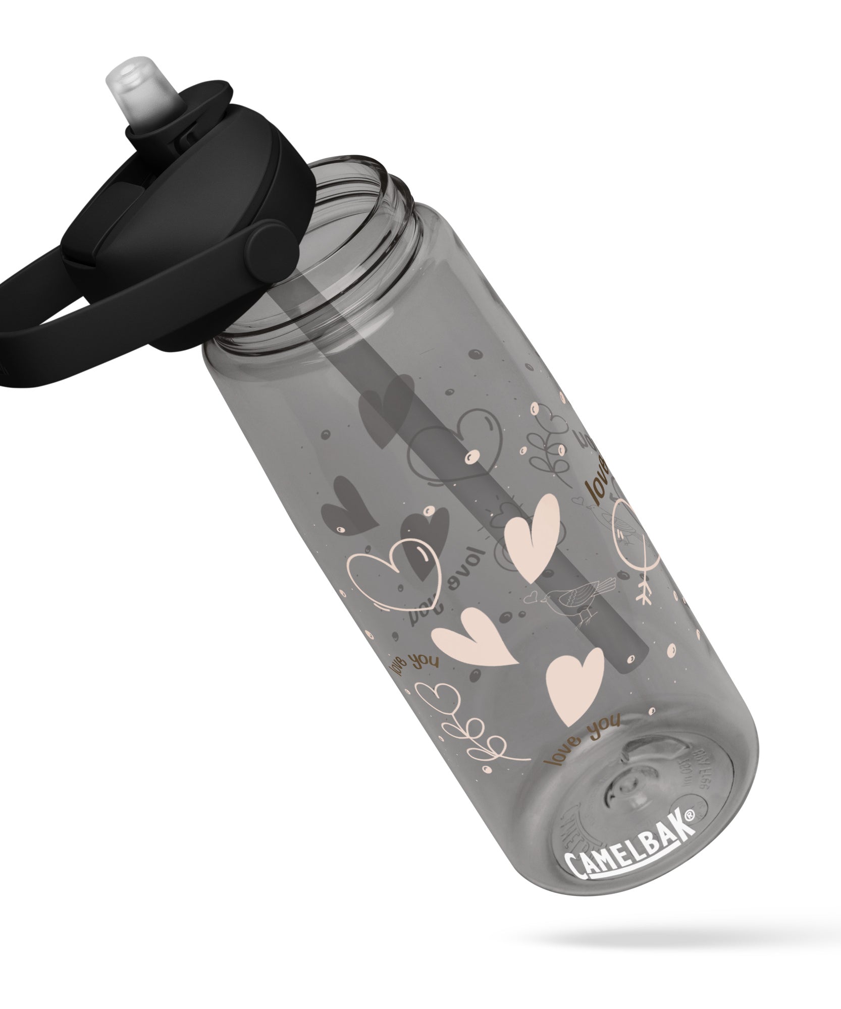 Cute Hearts Flip Straw Water Bottle | Gallory Hive