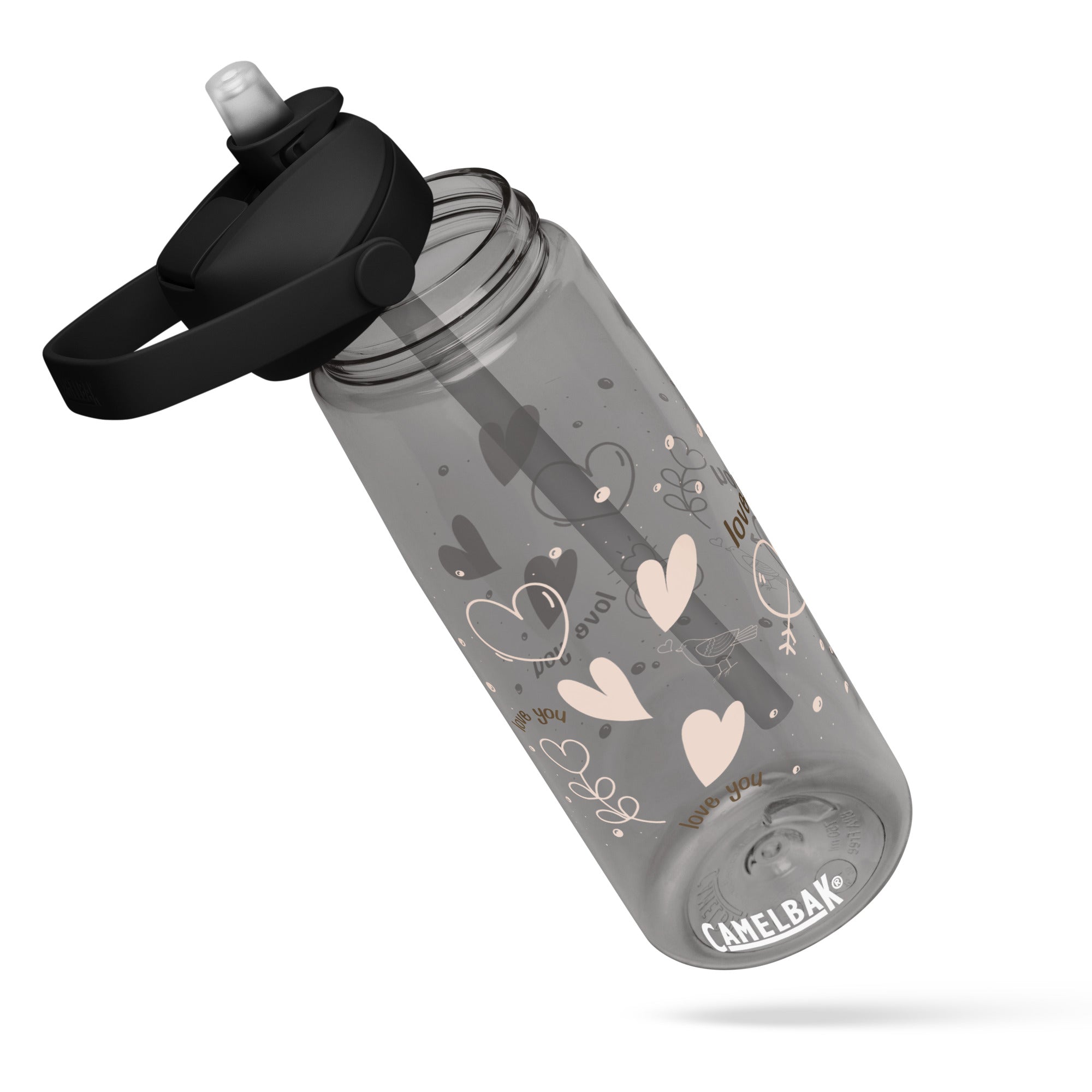 Cute Hearts Flip Straw Water Bottle | Gallory Hive