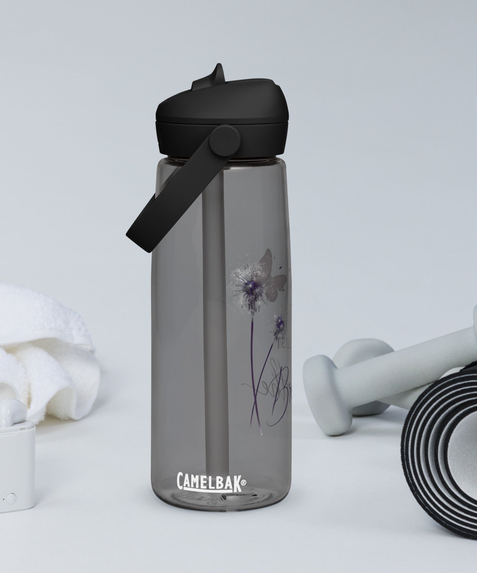 Just Breathe Flip Straw Water Bottle | Gallory Hive