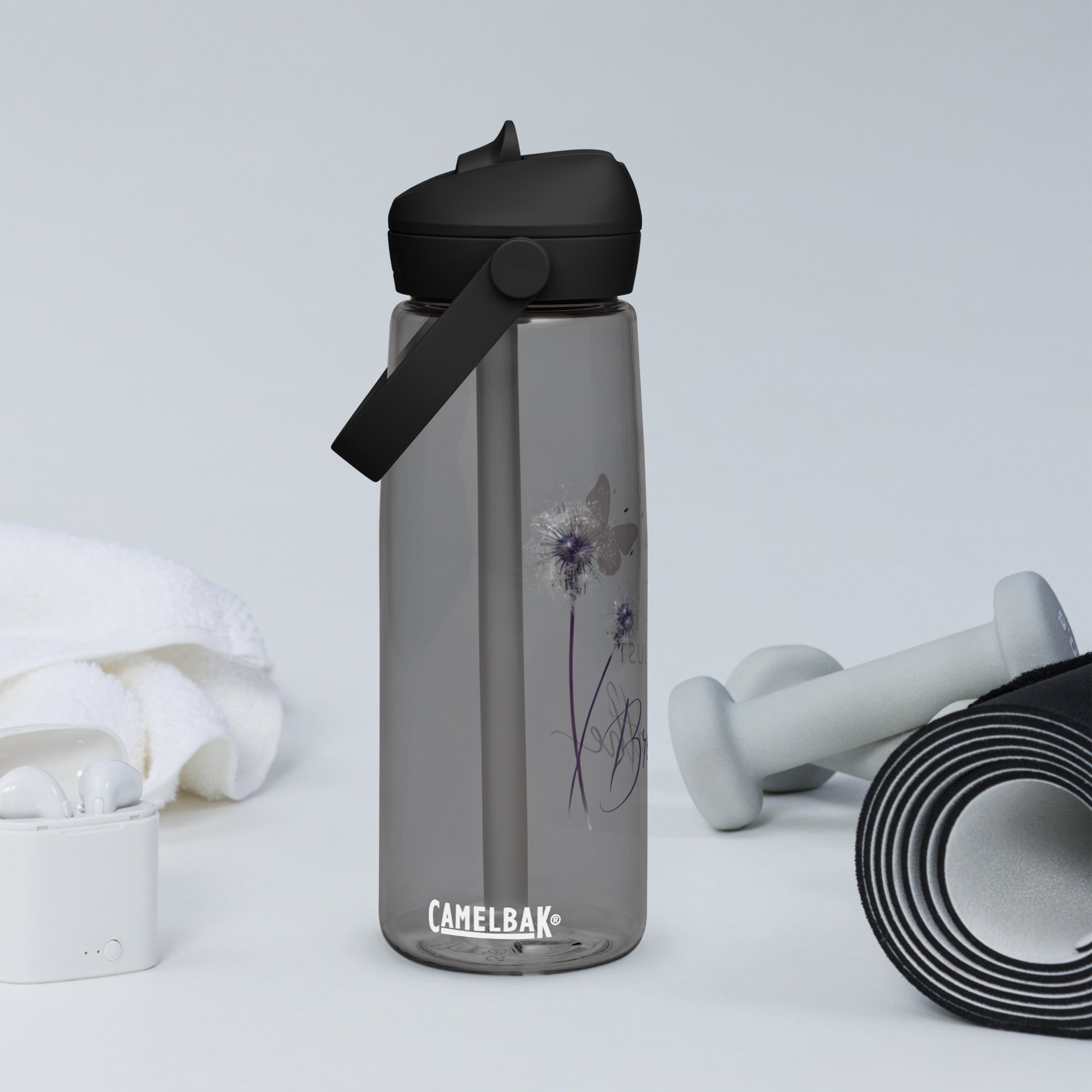 Just Breathe Flip Straw Water Bottle | Gallory Hive