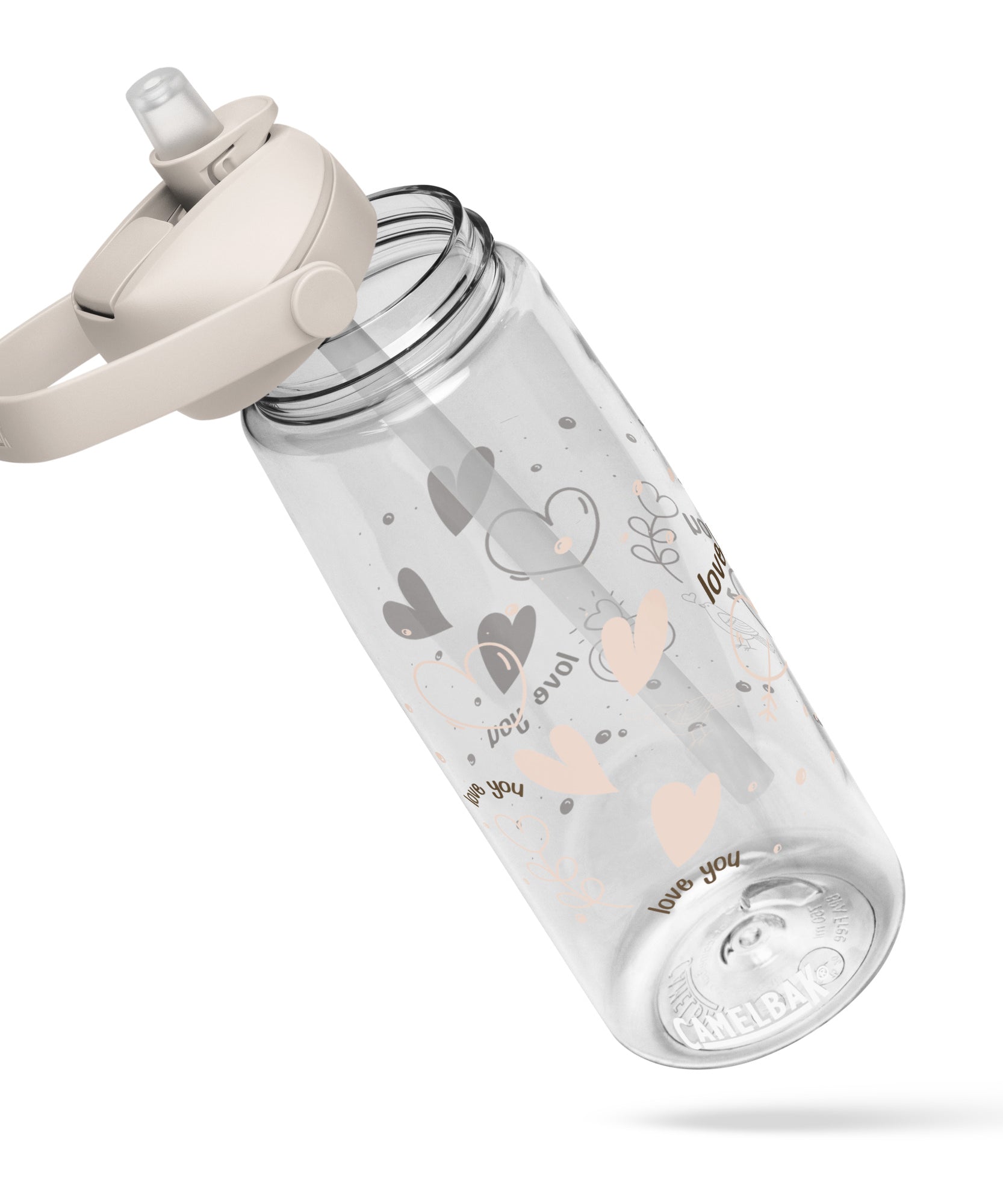 Cute Hearts Flip Straw Water Bottle | Gallory Hive