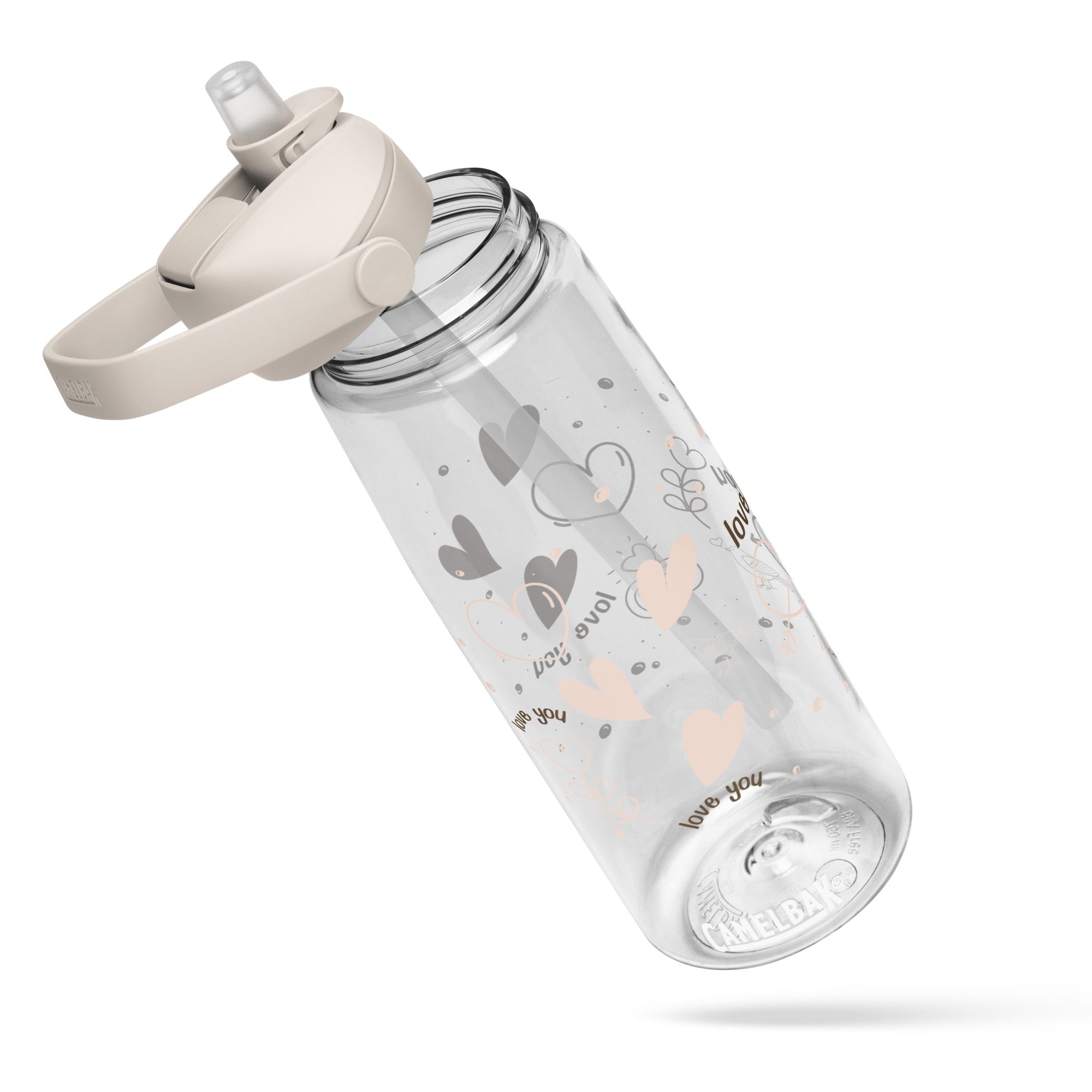 Cute Hearts Flip Straw Water Bottle | Gallory Hive