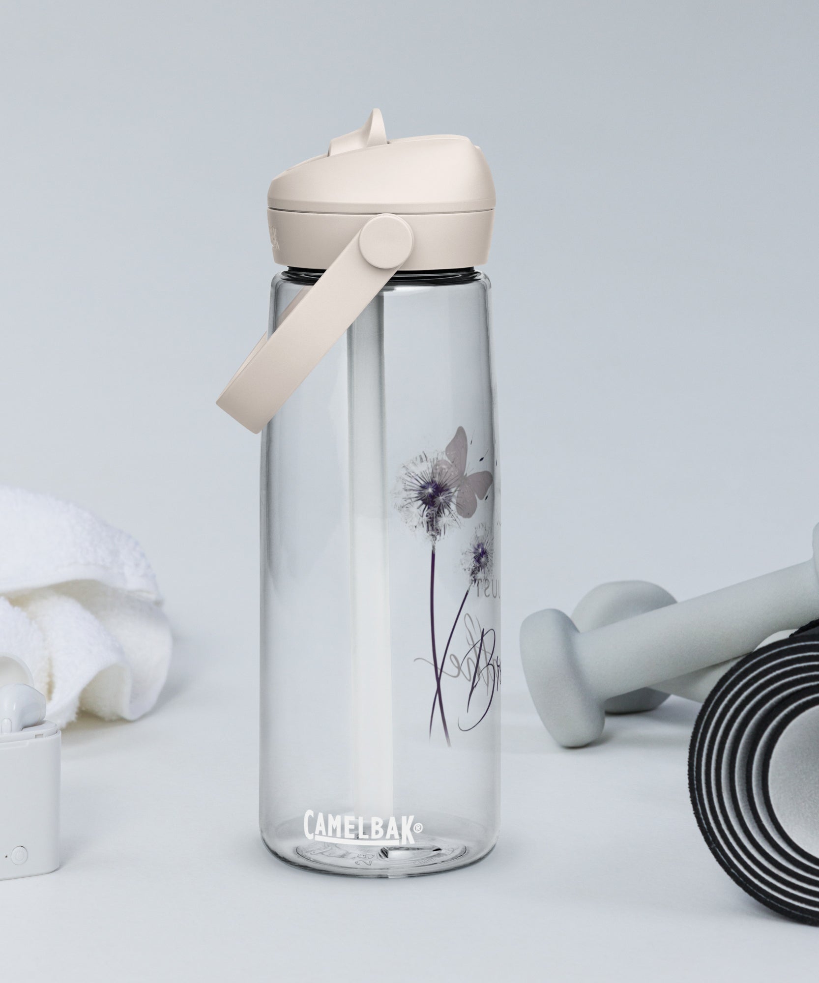 Just Breathe Flip Straw Water Bottle | Gallory Hive