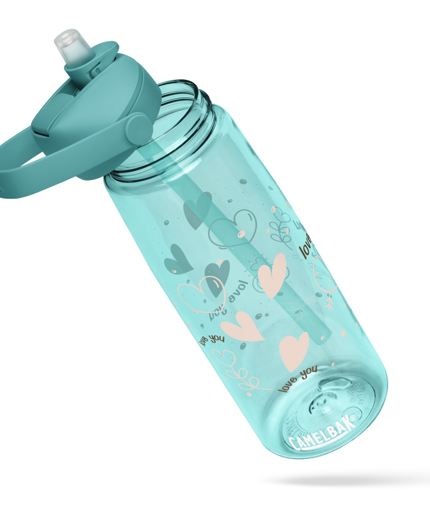 Cute Hearts Flip Straw Water Bottle | Gallory Hive