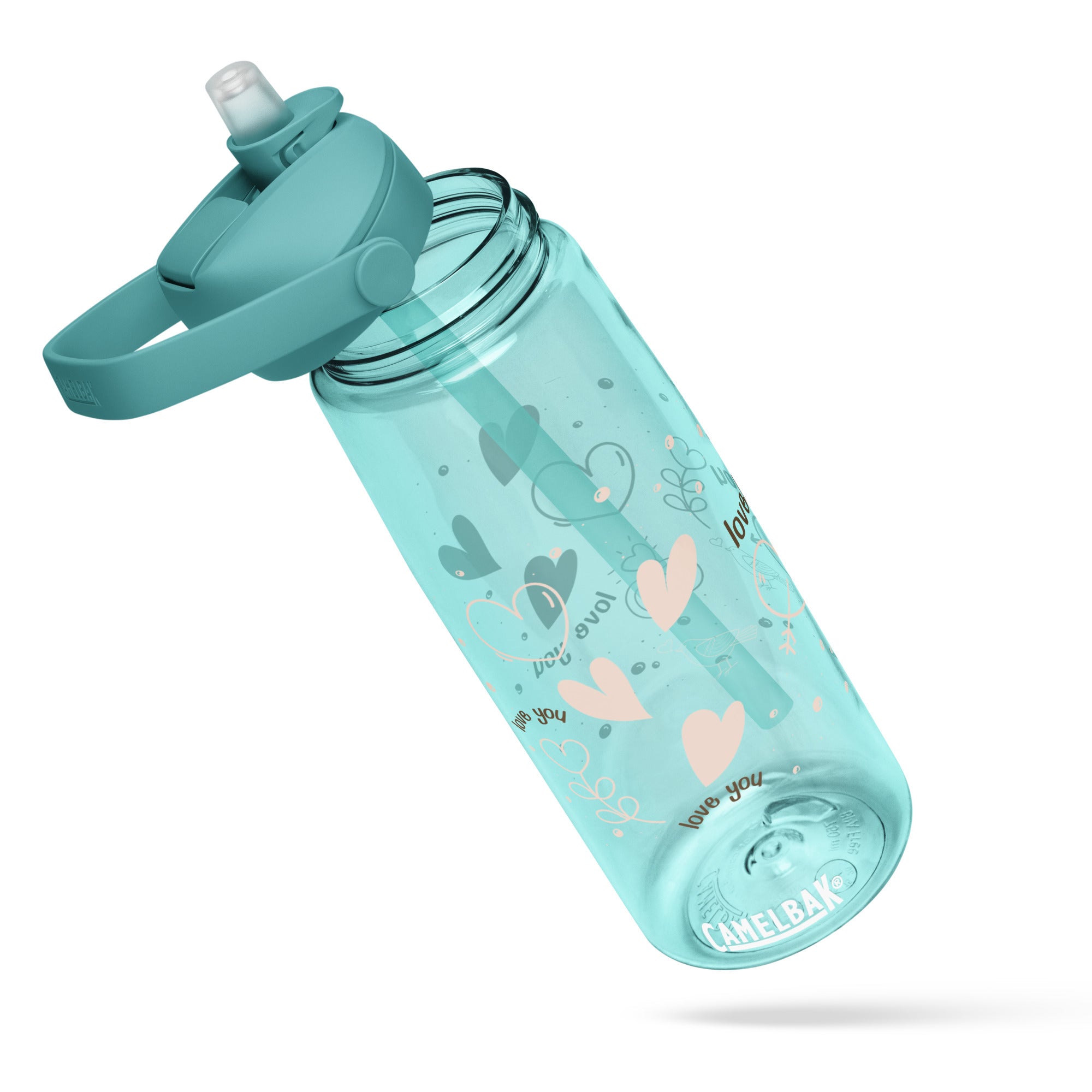 Cute Hearts Flip Straw Water Bottle | Gallory Hive
