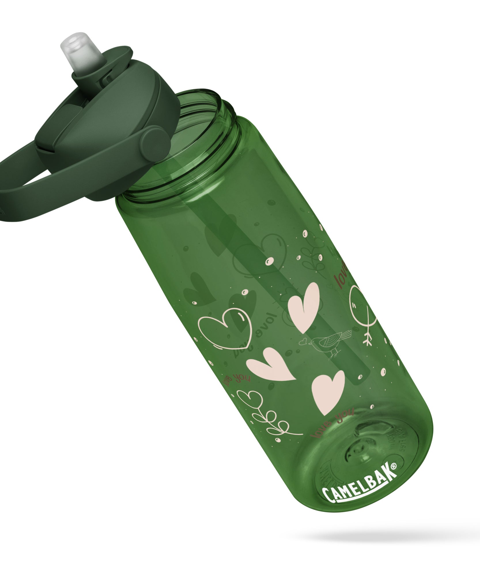 Cute Hearts Flip Straw Water Bottle | Gallory Hive