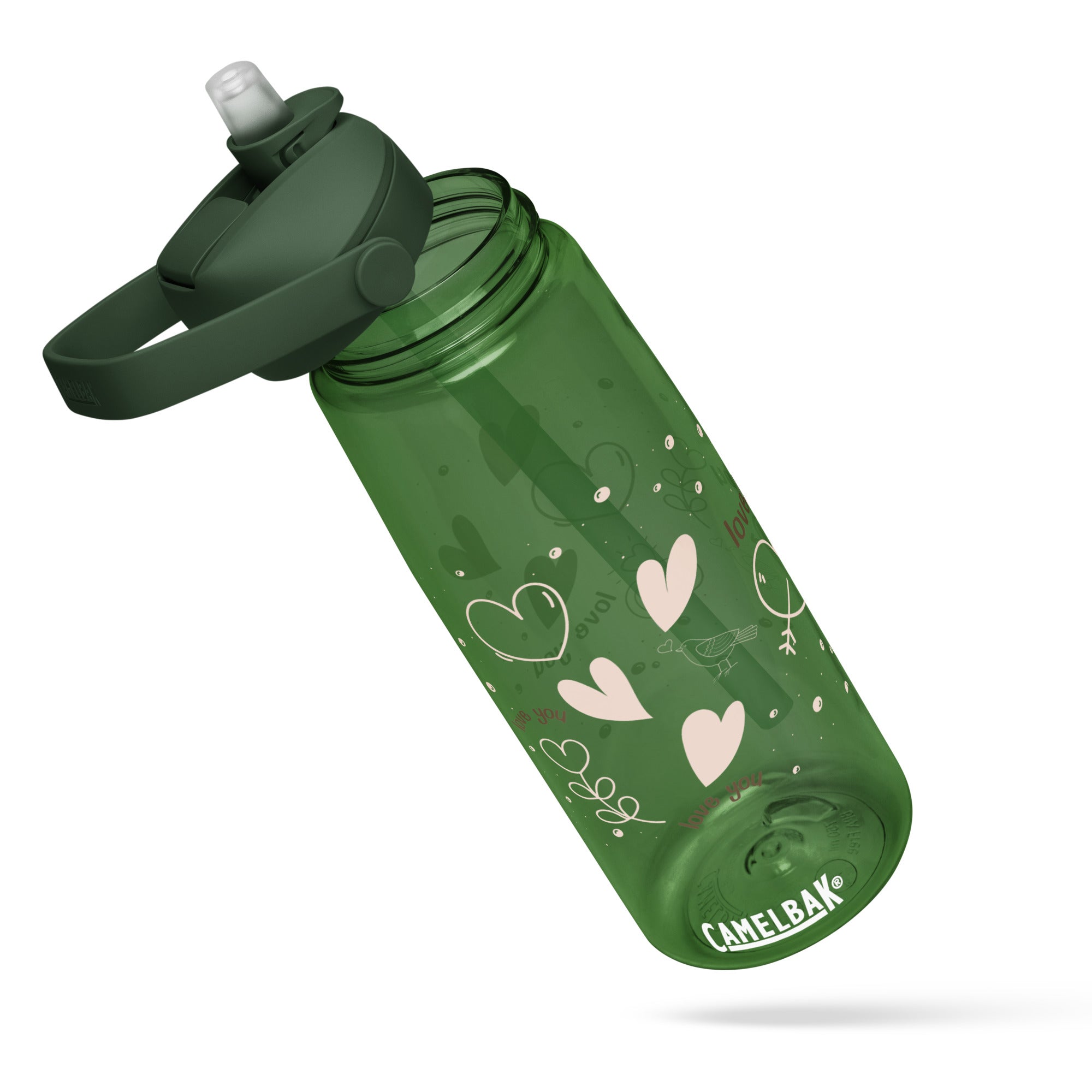 Cute Hearts Flip Straw Water Bottle | Gallory Hive