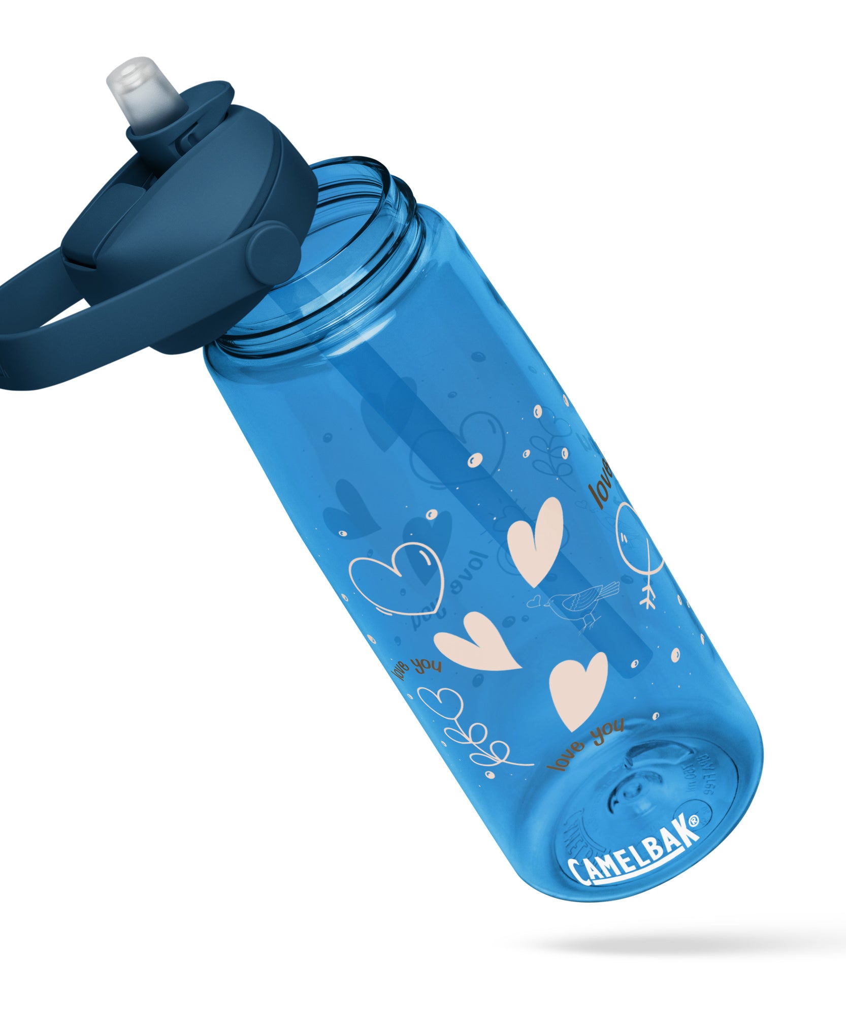 Cute Hearts Flip Straw Water Bottle | Gallory Hive