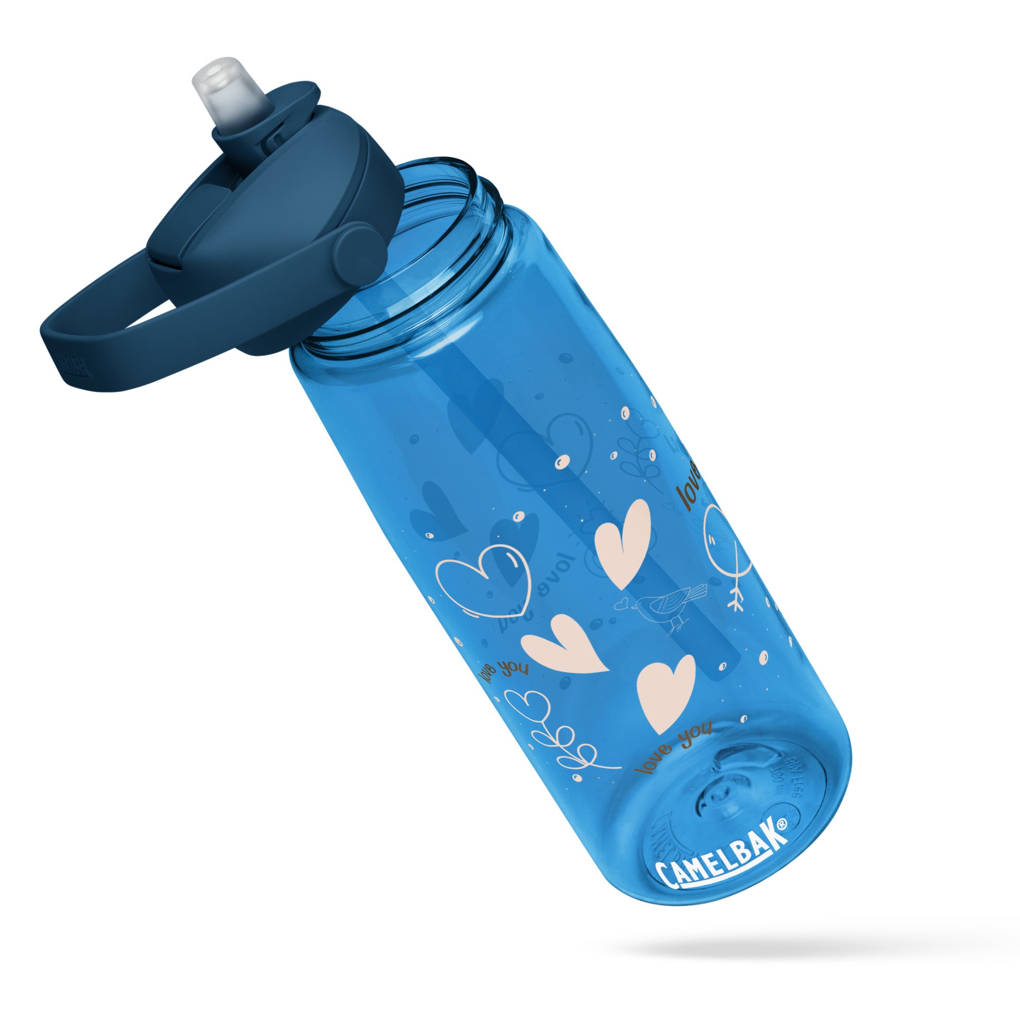 Cute Hearts Flip Straw Water Bottle | Gallory Hive
