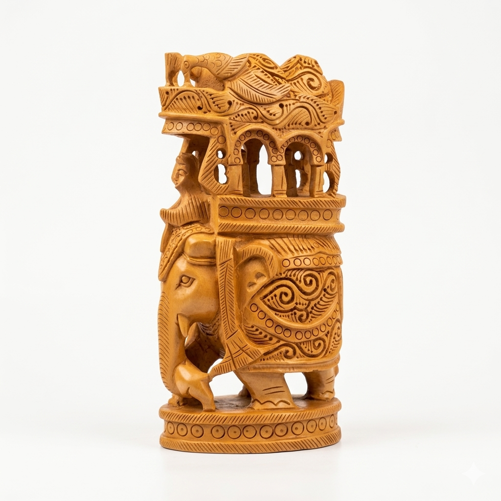 Handcrafted Wooden Safari Elephant Sculpture | Gallory Hive