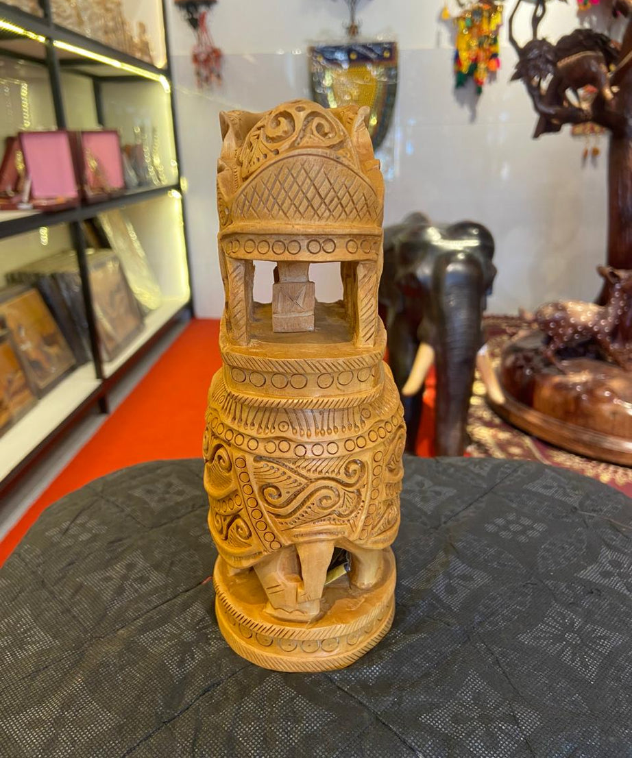 Handcrafted Wooden Safari Elephant Sculpture | Gallory Hive