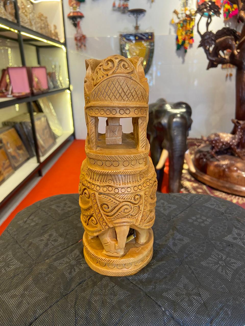Handcrafted Wooden Safari Elephant Sculpture | Gallory Hive