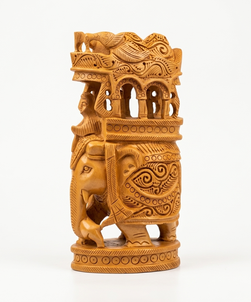 Handcrafted Wooden Safari Elephant Sculpture | Gallory Hive