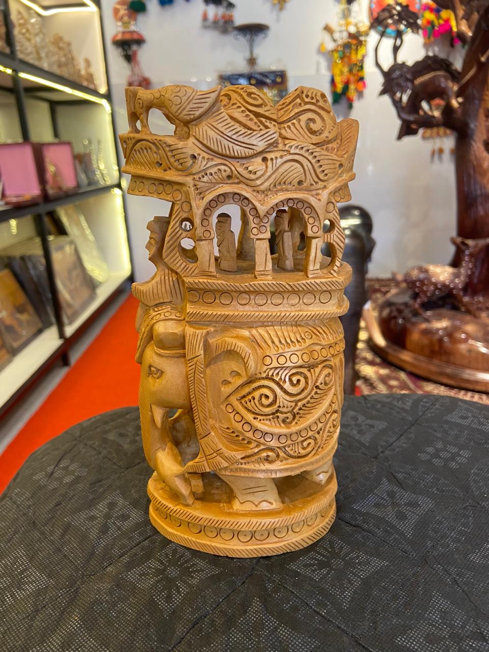 Handcrafted Wooden Safari Elephant Sculpture | Gallory Hive
