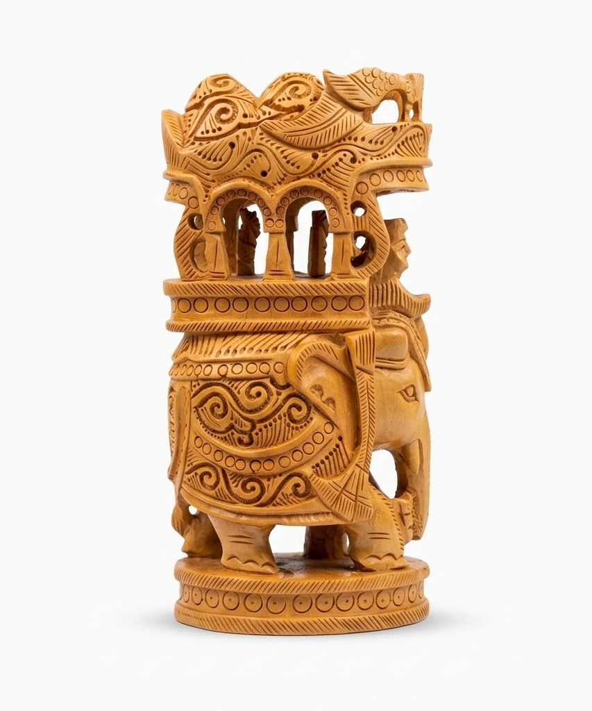 Handcrafted Wooden Safari Elephant Sculpture | Gallory Hive