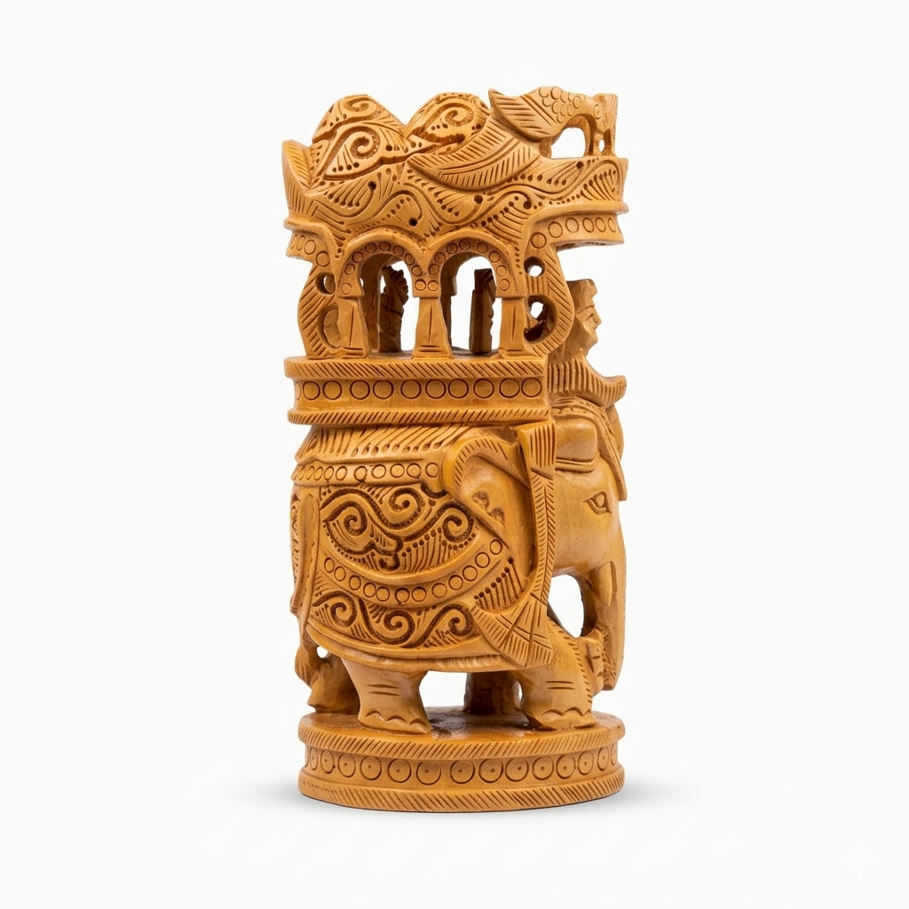 Handcrafted Wooden Safari Elephant Sculpture | Gallory Hive