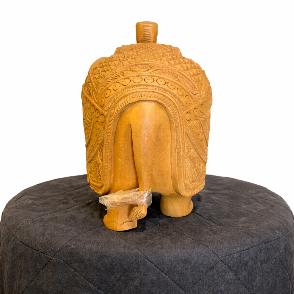 Handcrafted Wooden Salute Elephant Sculpture | Gallory Hive