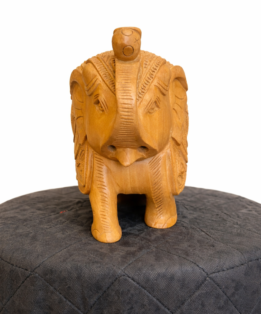 Handcrafted Wooden Salute Elephant Sculpture | Gallory Hive