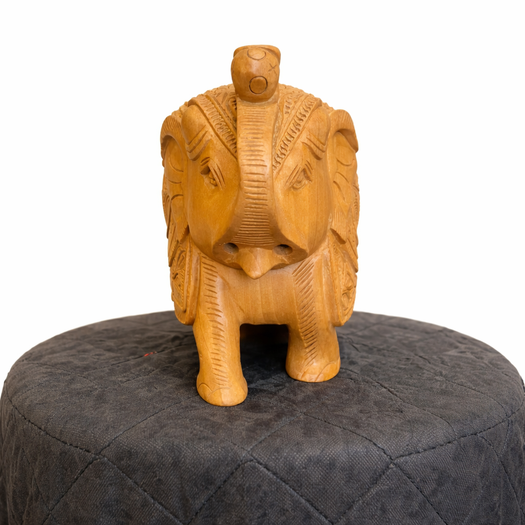 Handcrafted Wooden Salute Elephant Sculpture | Gallory Hive